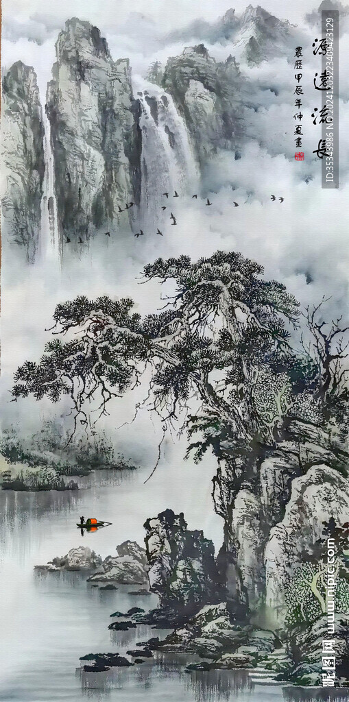 竖幅山水画