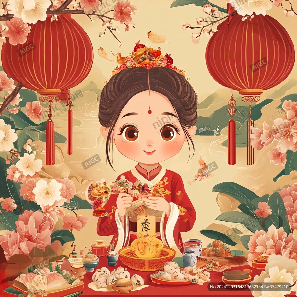 女生拜年图