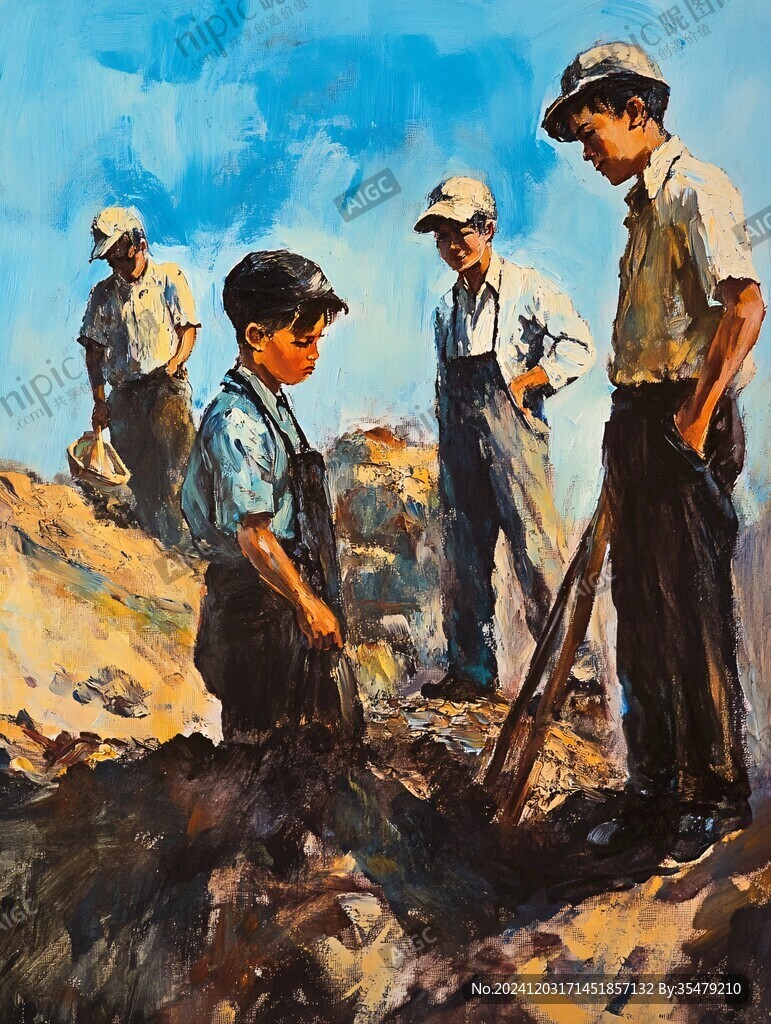劳动油画