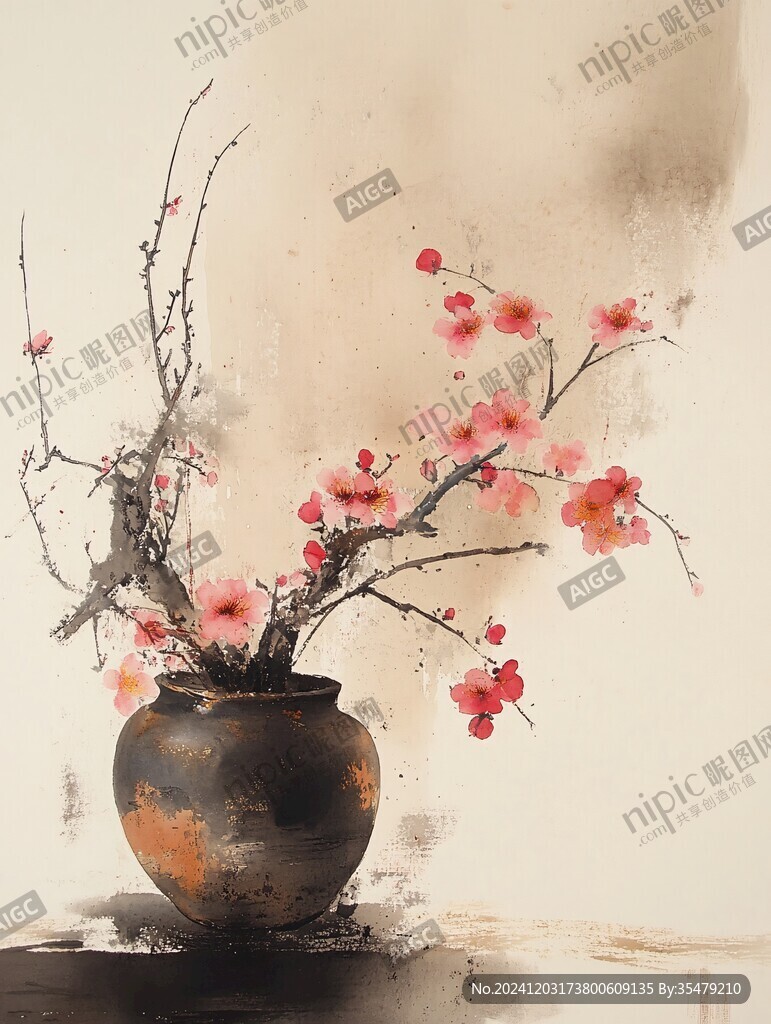 水墨插花