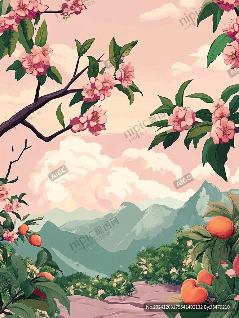 桃林插画