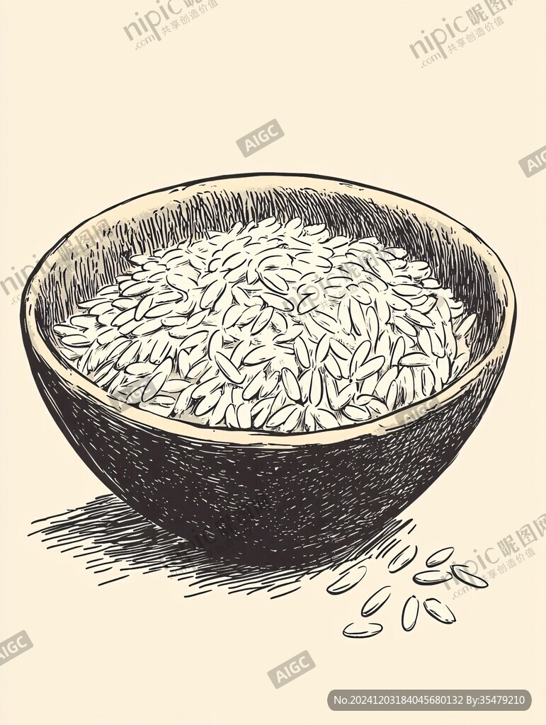 线描大米插画