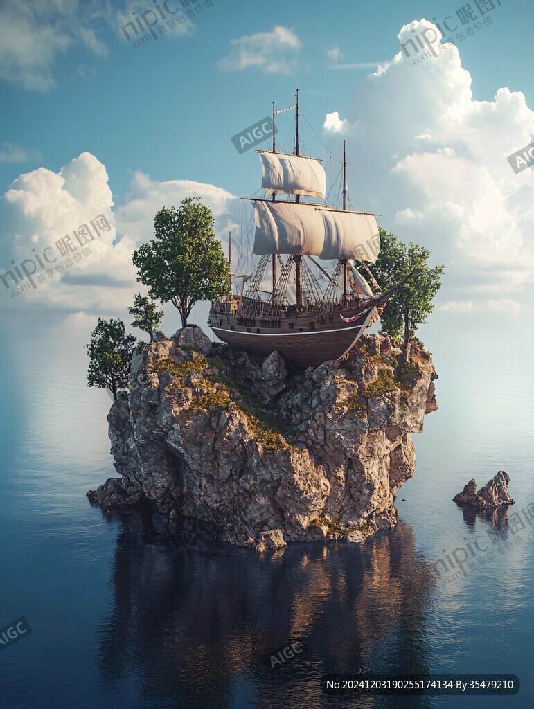 3d云海悬浮小岛