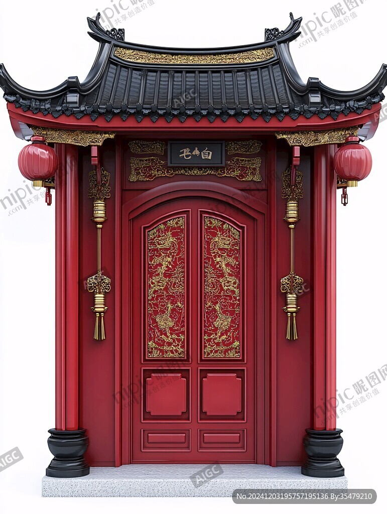 中式大门红色大门