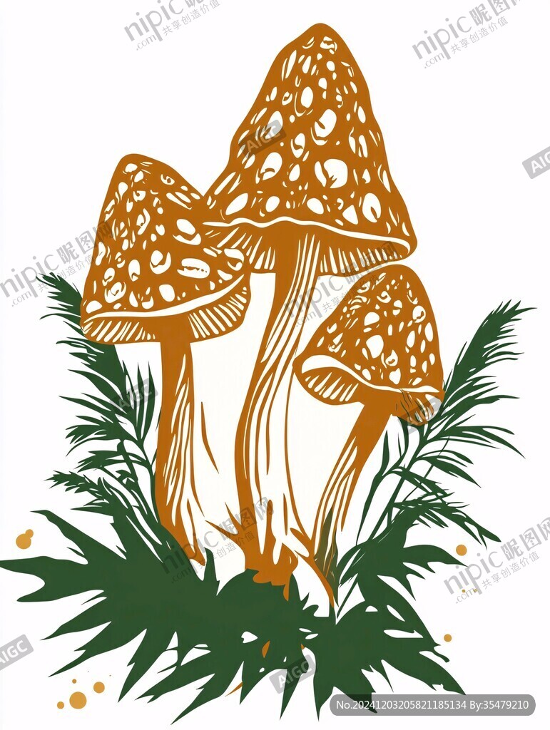 手绘菌菇插画