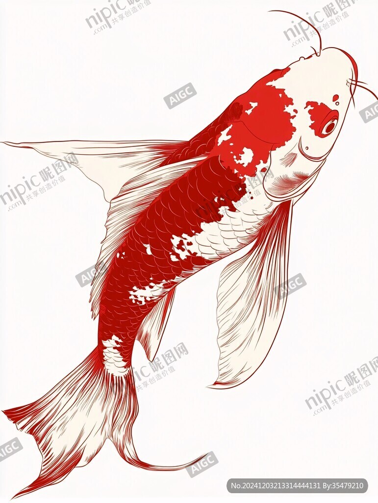 红鲤鱼手绘