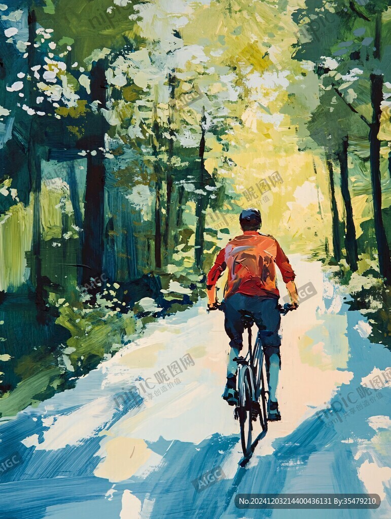 骑单车插画