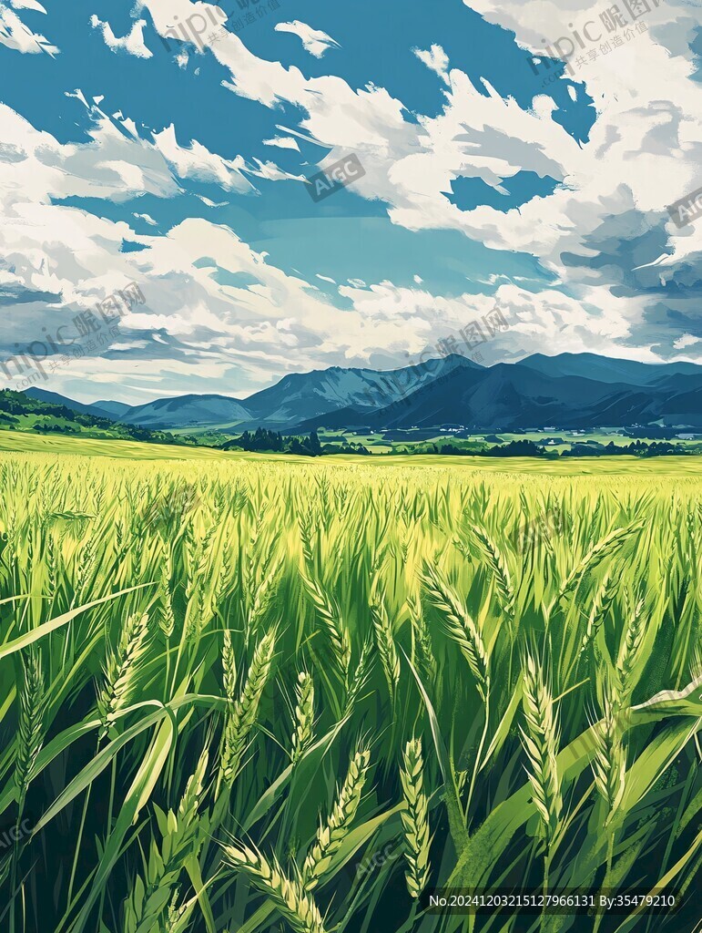 小麦田插画