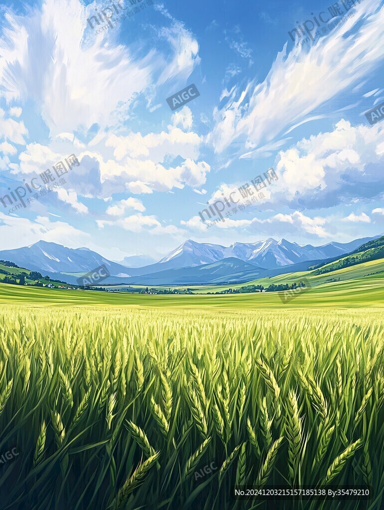 小麦田插画
