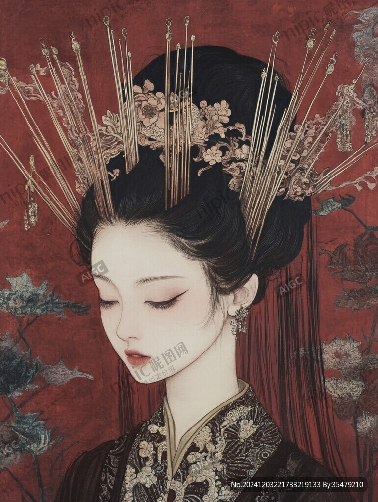 中式新娘插画