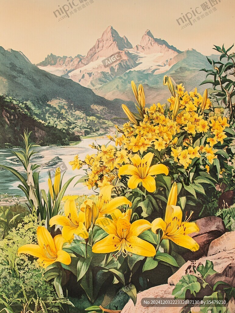 山与花