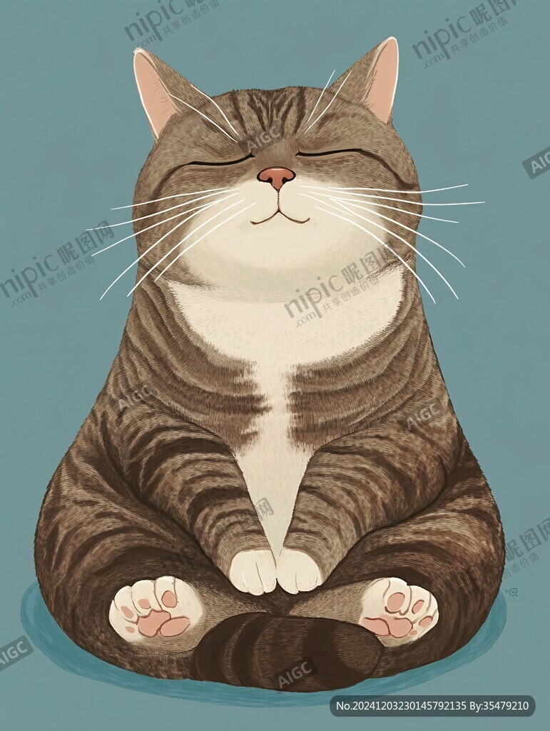 晒太阳的猫插画
