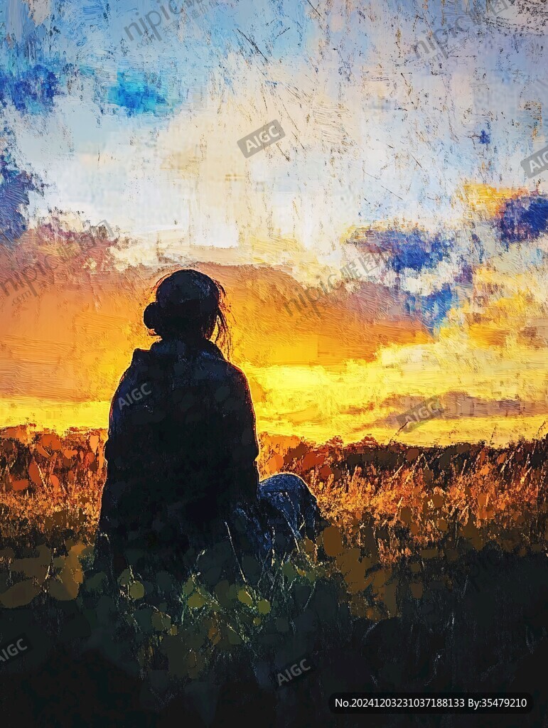 剪影油画
