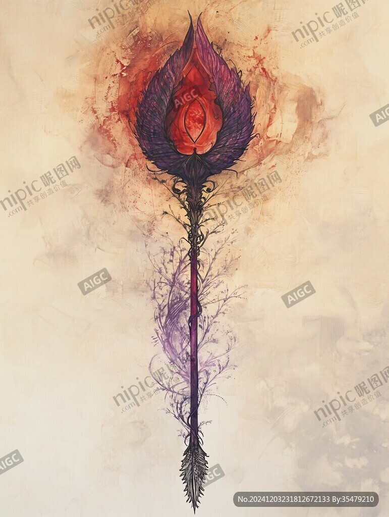 手绘一朵玖瑰装饰画