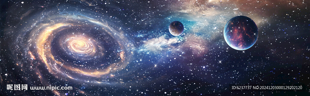 旋涡巨幅蓝色星空长图
