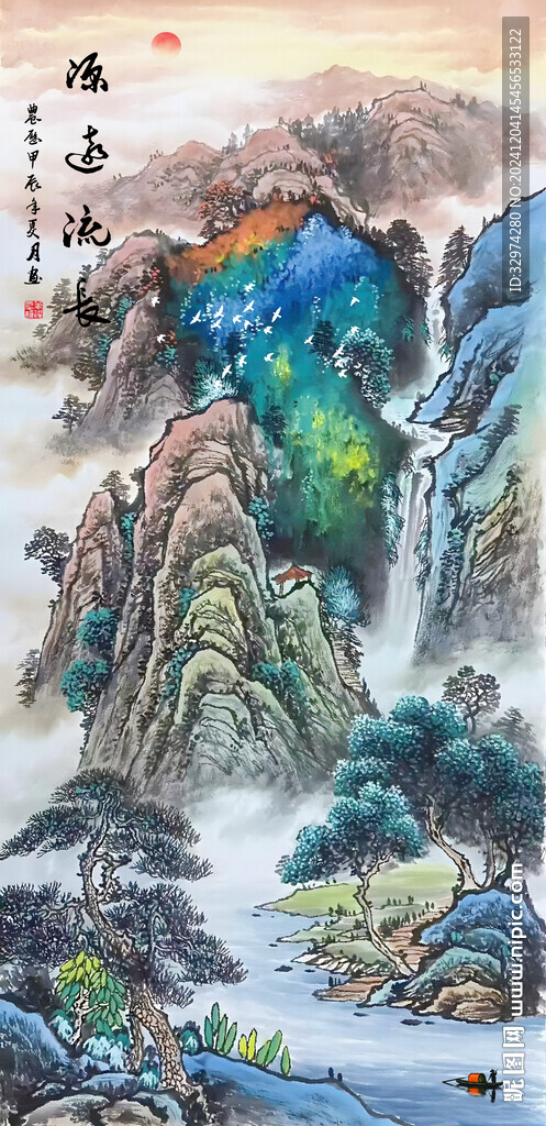 竖幅山水画