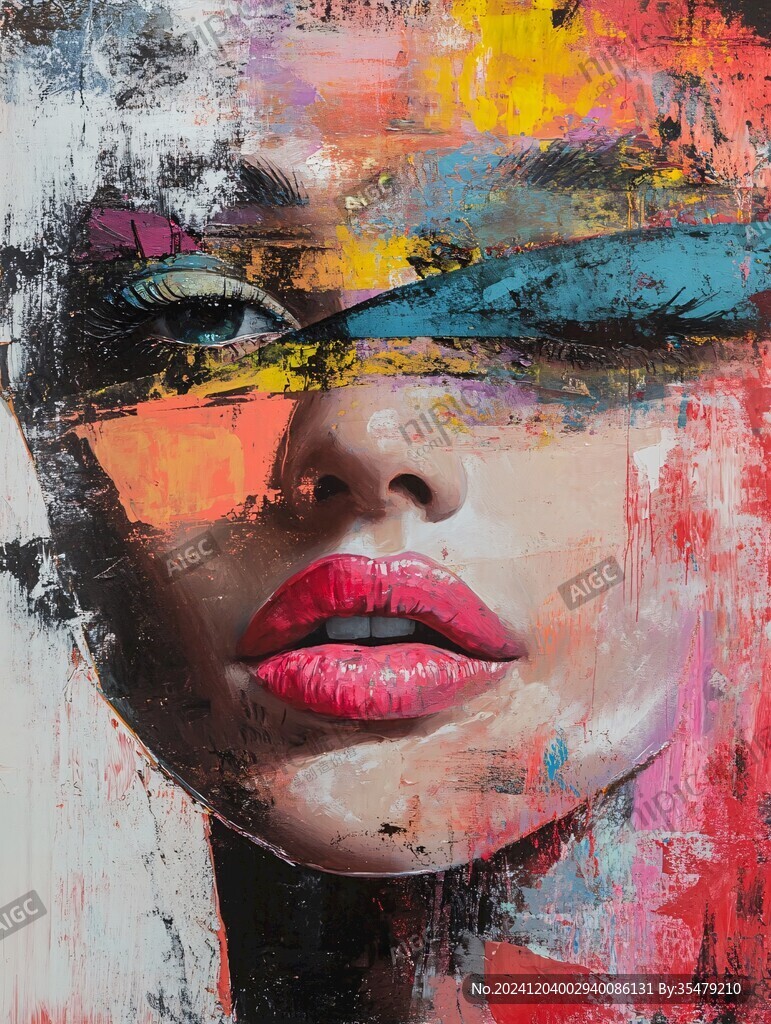 人脸色块拼接装饰画