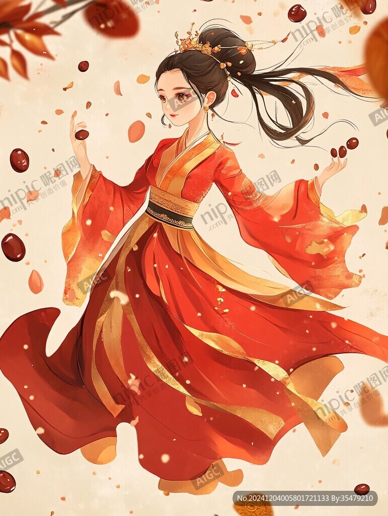 红枣美女插画