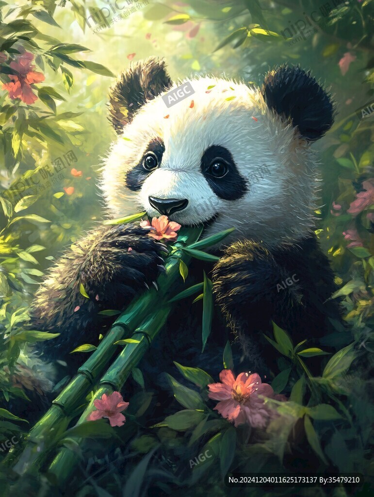写实熊猫插画