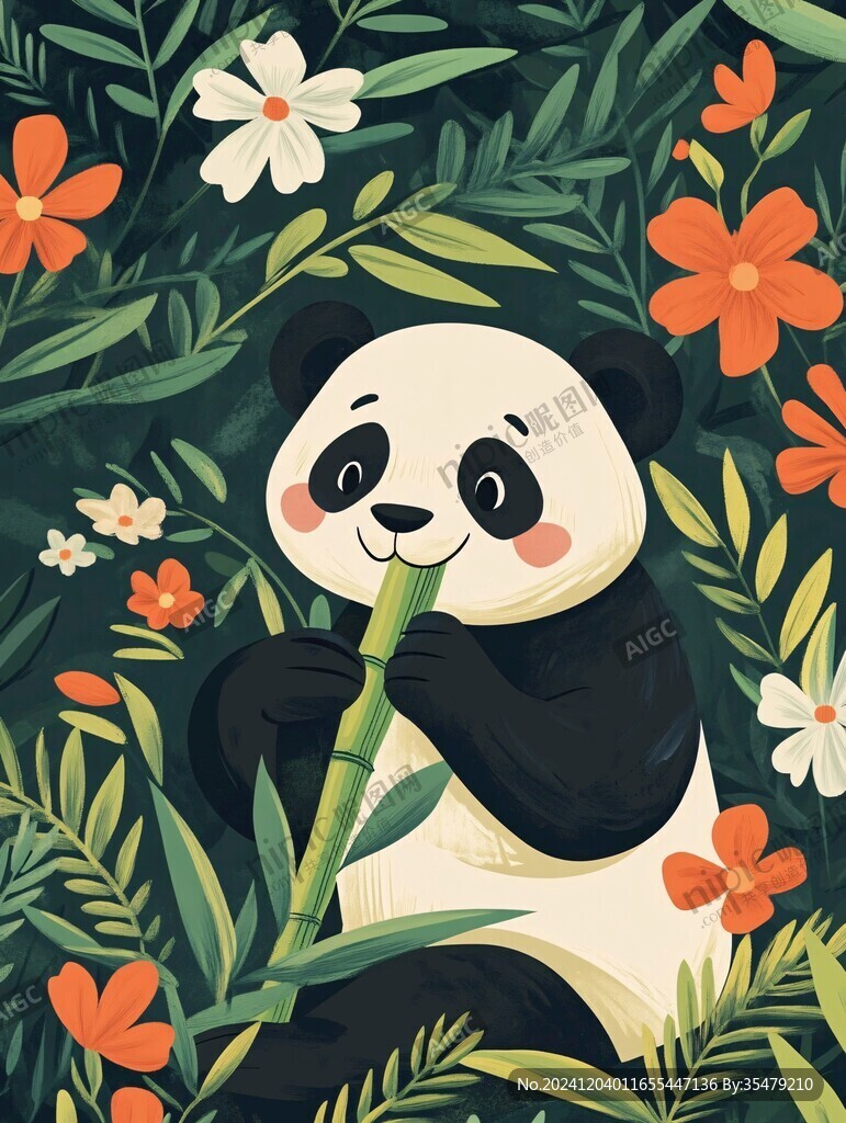 动物保护熊猫插画