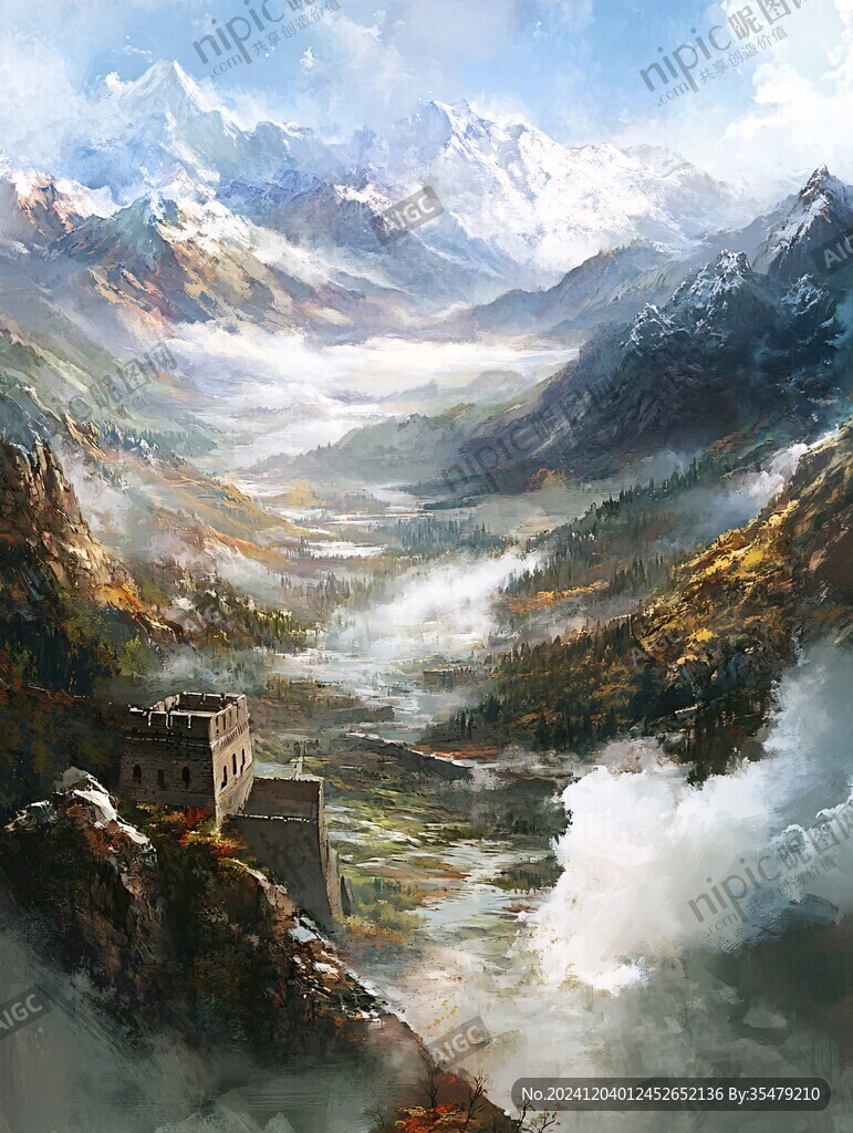 风景画长城