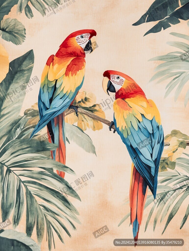 彩色鹦鹉插画