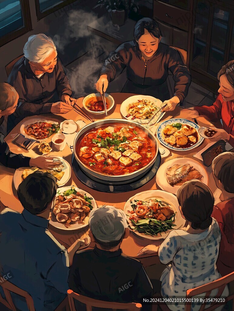 团圆饭插画