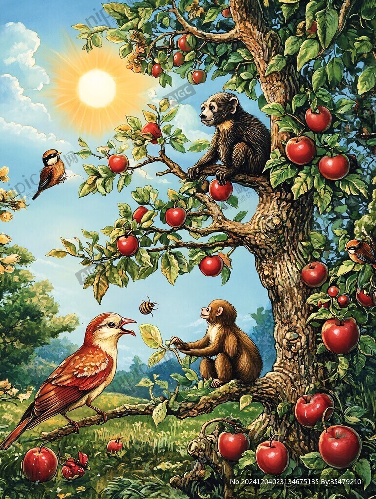 果园苹果壁画