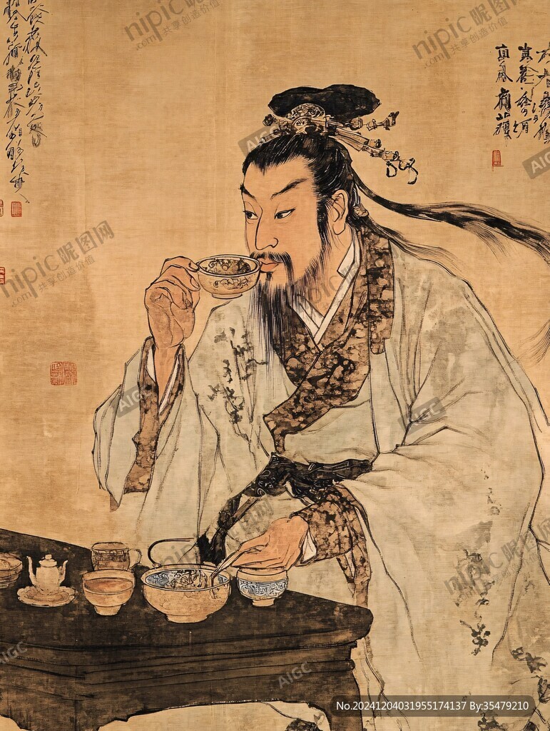 古代人物品茶