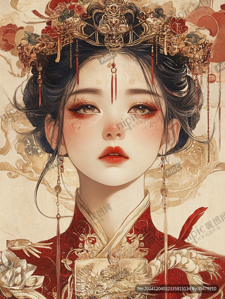 红衣少女设计古风