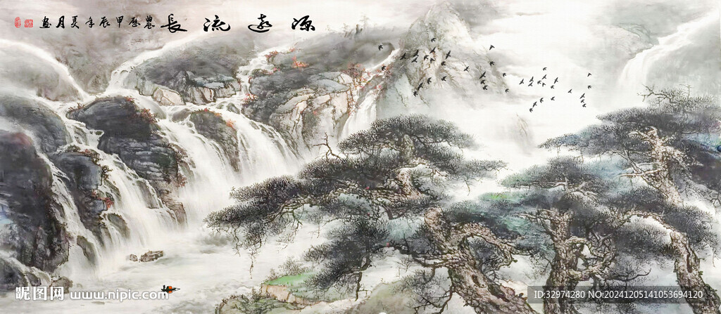 巨幅山水画国画