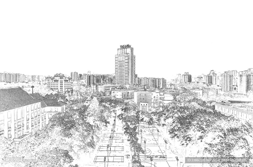 重庆大学素描线条图