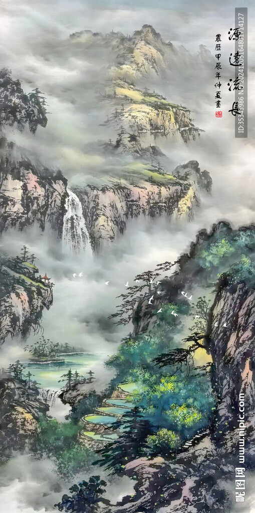 竖幅山水画