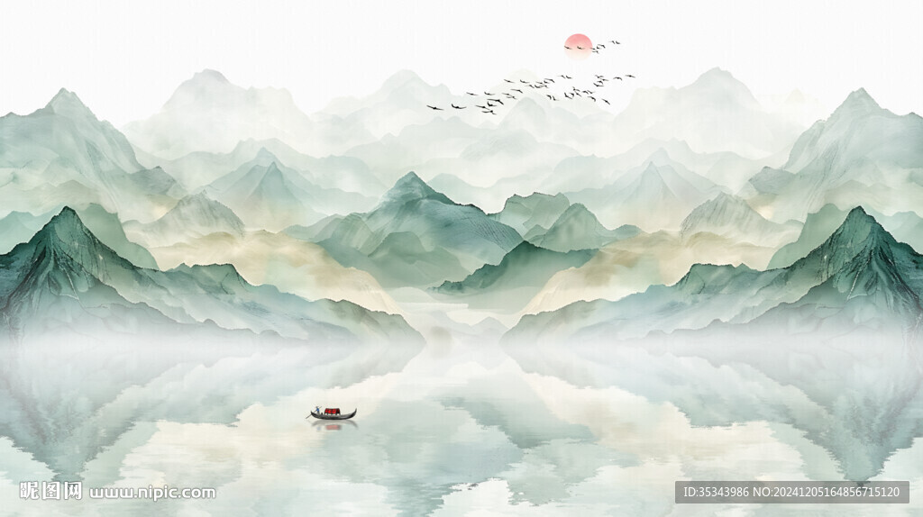 意境水墨山水画
