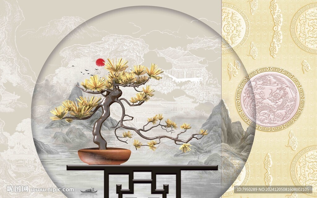 新中式背景墙 