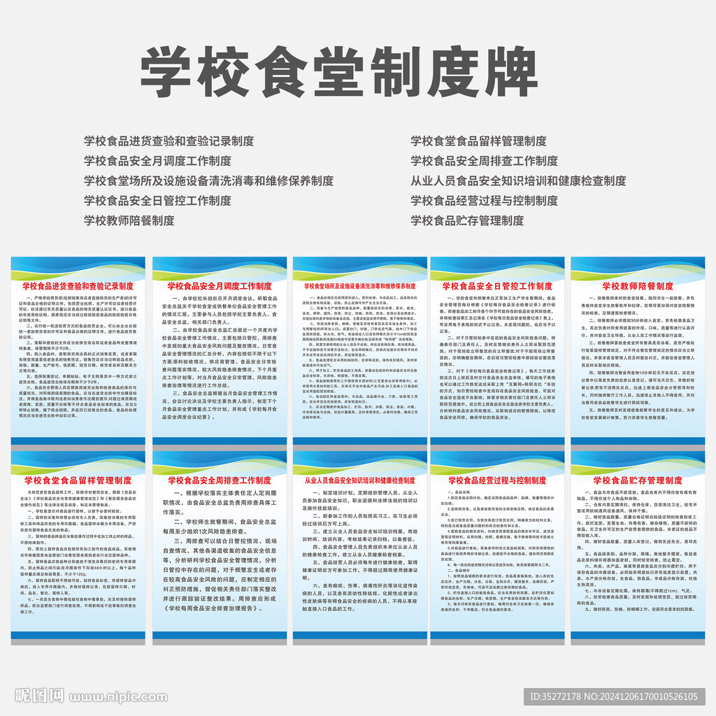 小学学校食堂制度牌