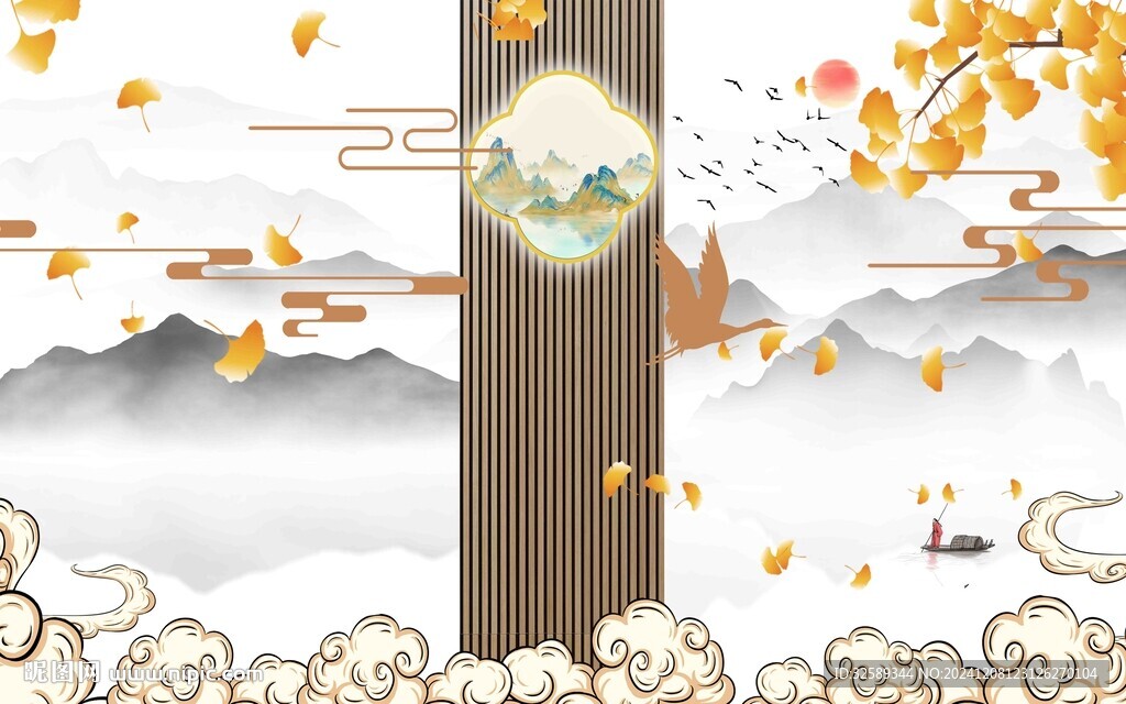 新中式背景墙 
