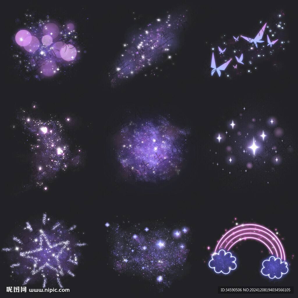 紫色闪光特效光晕光点亮光星光