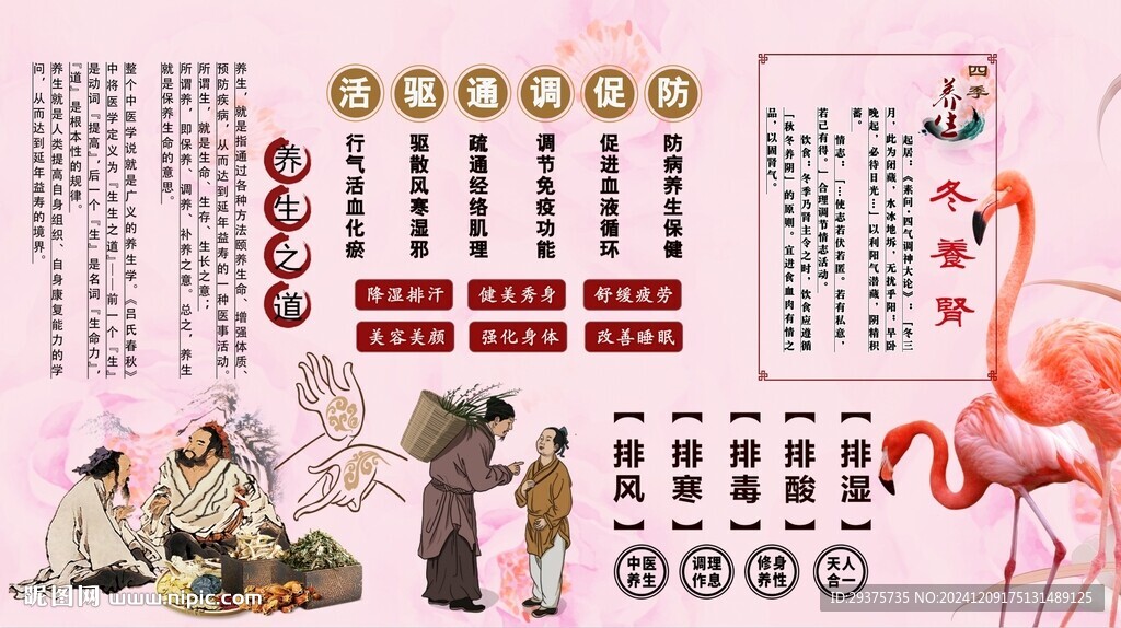 冬季养生背景墙