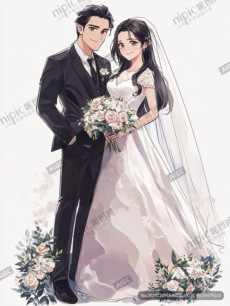 结婚照插画