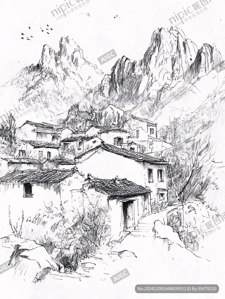 民居山村速写