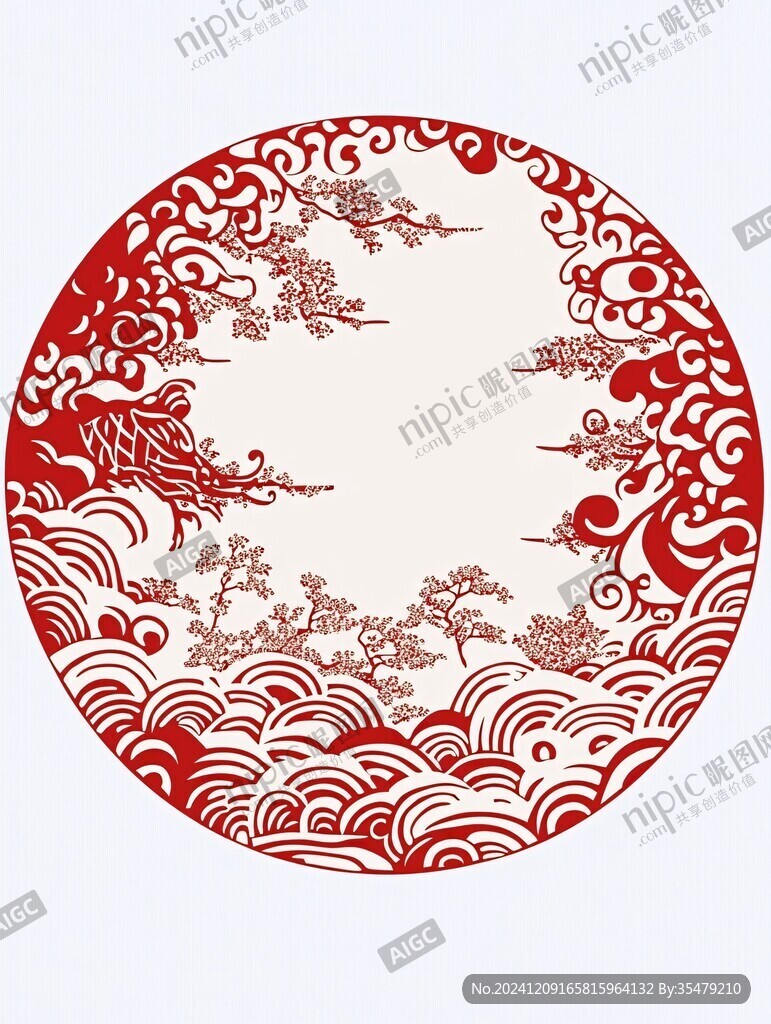 中式传统海浪花纹