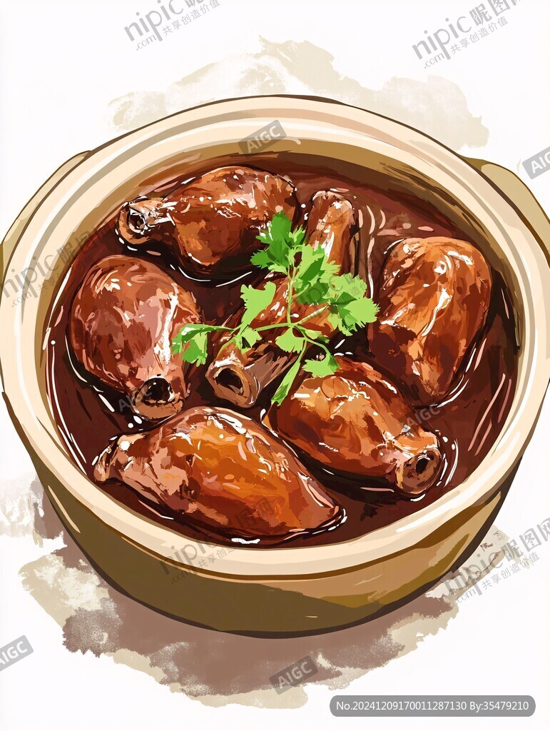 红烧兔头插画