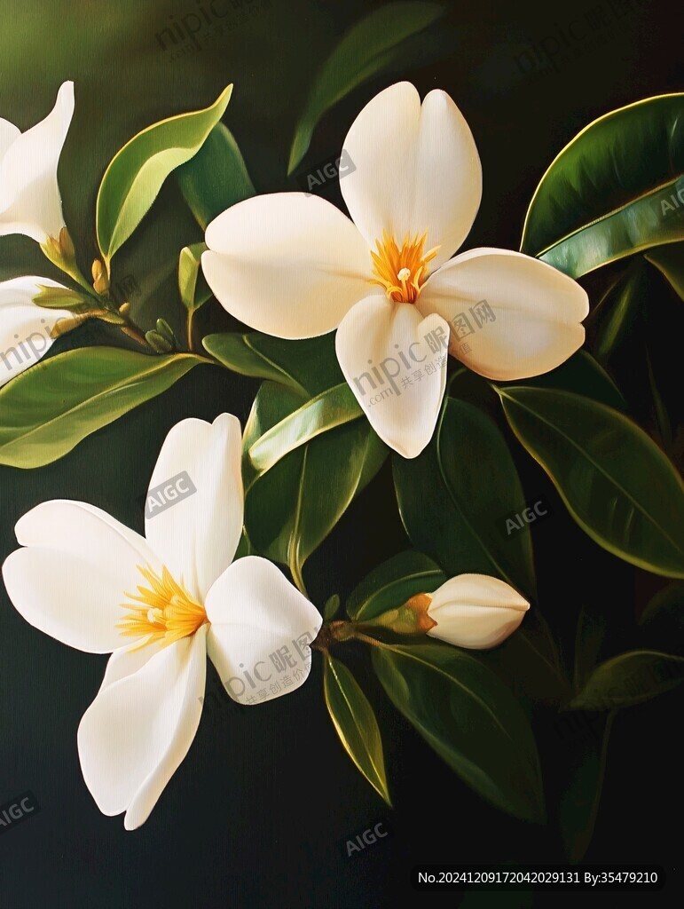 写实喷绘茉莉花