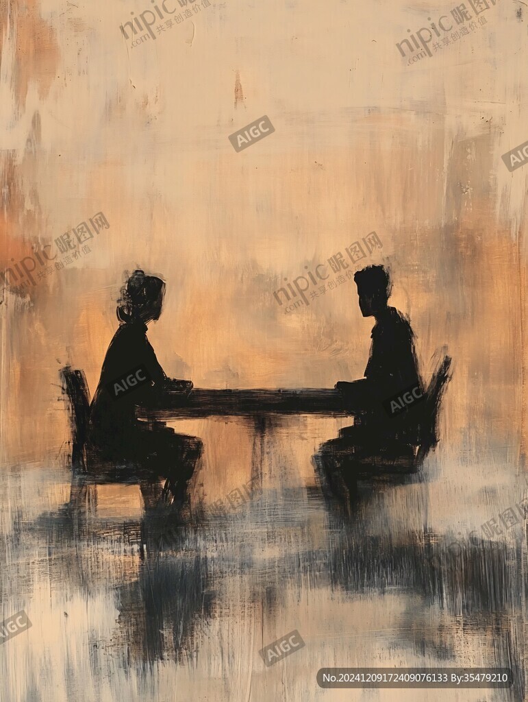 剪影油画