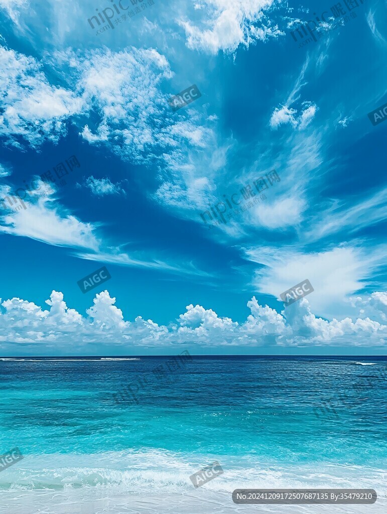高清蓝天白云大海