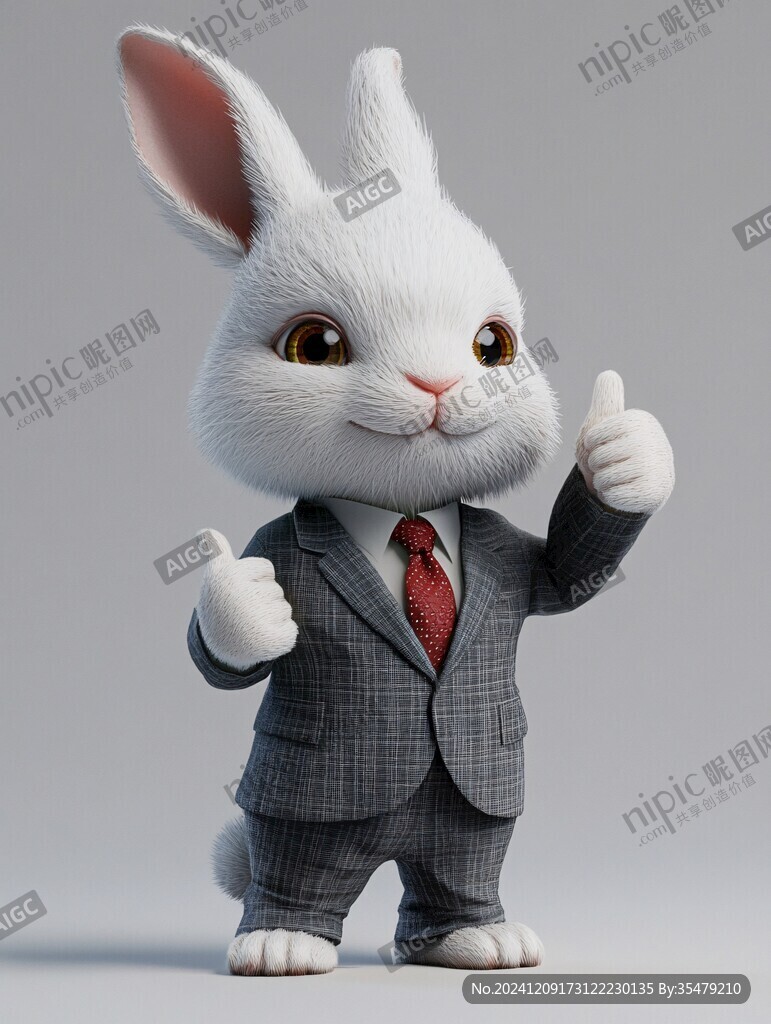 小兔博士做邀请动作