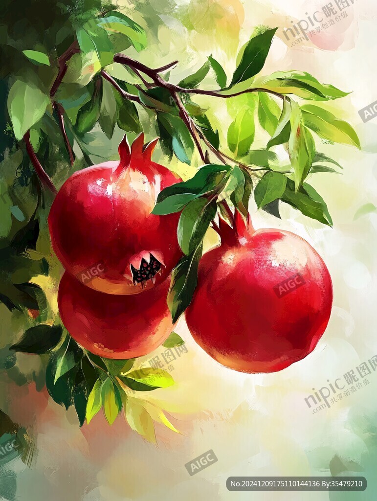 原创插画石榴