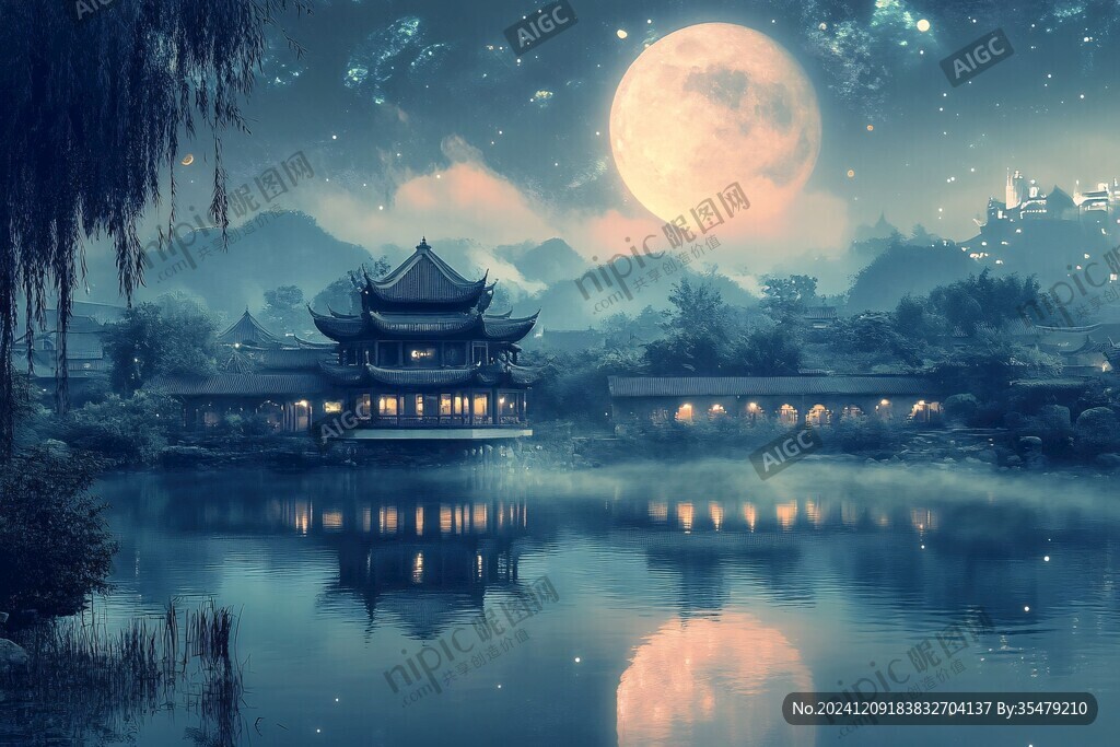 山水楼阁雅致意境风