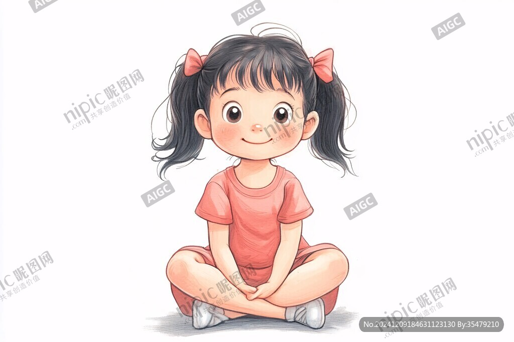 儿童全身像插画